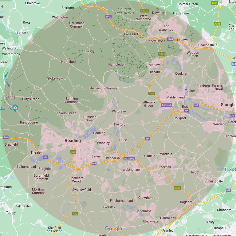 Frost Construction areas covered map
